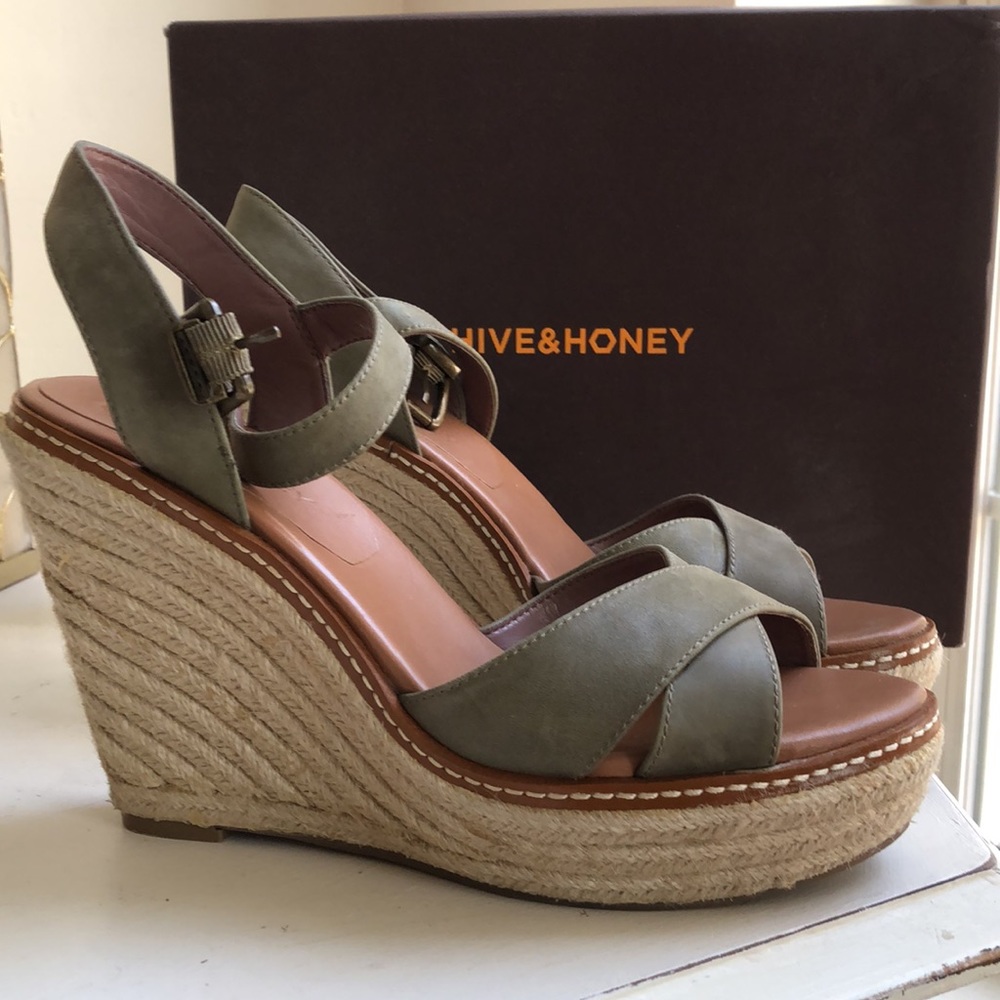 Khaki Green Espadrille Wedges